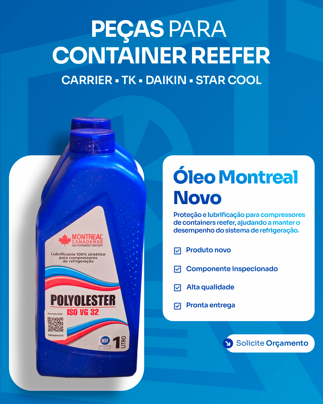 Arte ReeferTec com óleo Montréal para compressor de container reefer