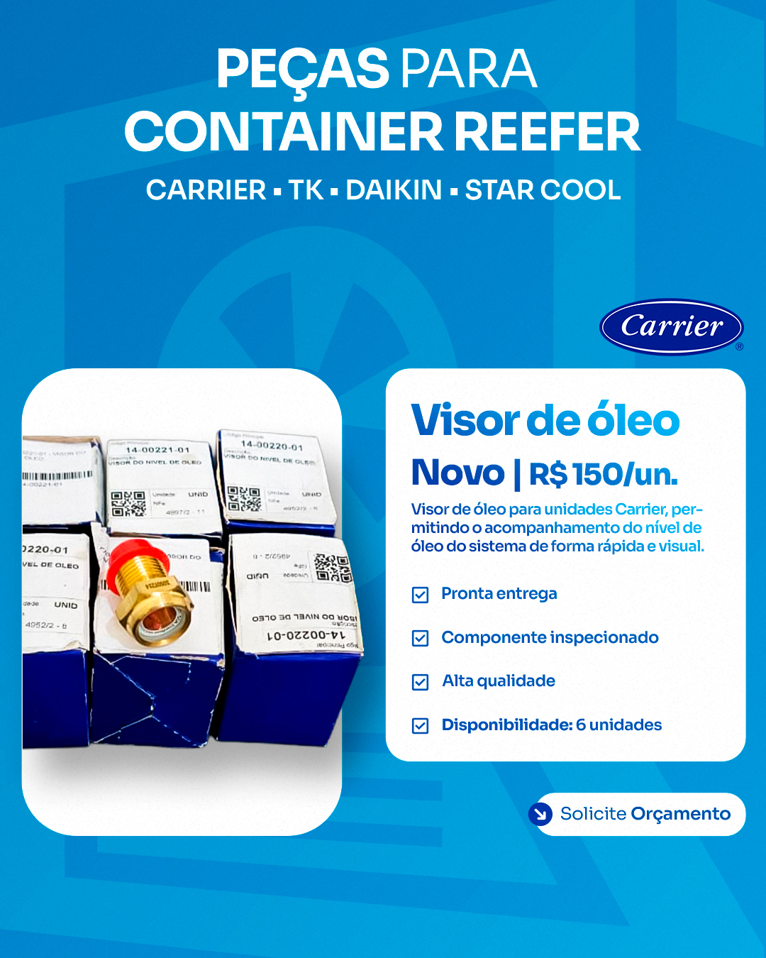 Arte ReeferTec com visor de óleo para unidade Carrier