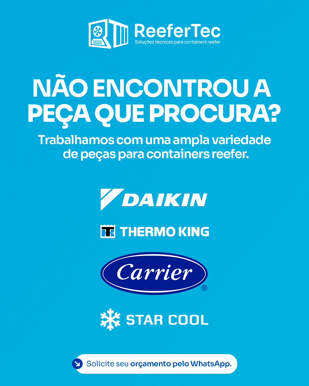 Arte ReeferTec sobre variedade de peças para containers reefer